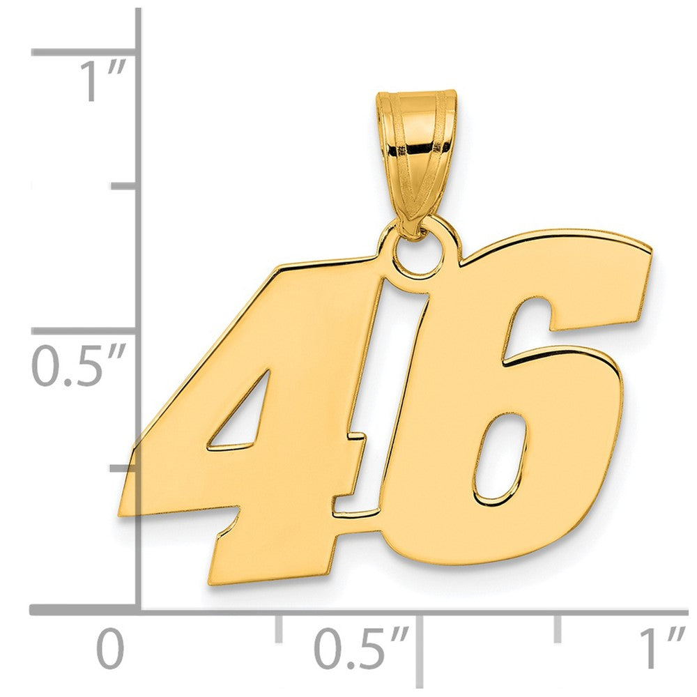 14k Yellow Gold Polished Block Number 46 Pendant