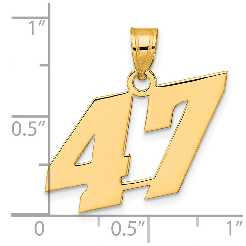 14k Yellow Gold Polished Block Number 47 Pendant