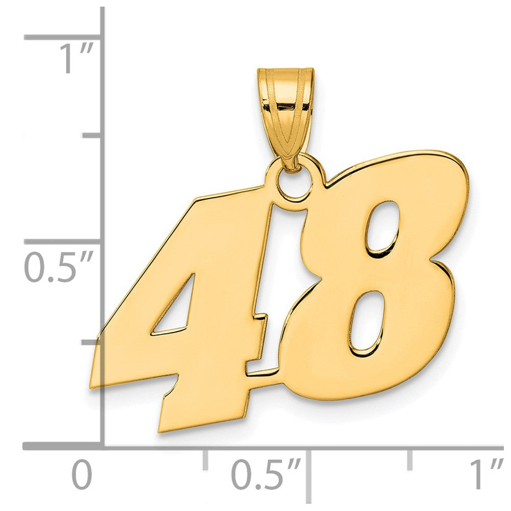 14k Yellow Gold Polished Block Number 48 Pendant