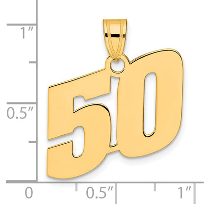 14k Yellow Gold Polished Block Number 50 Pendant