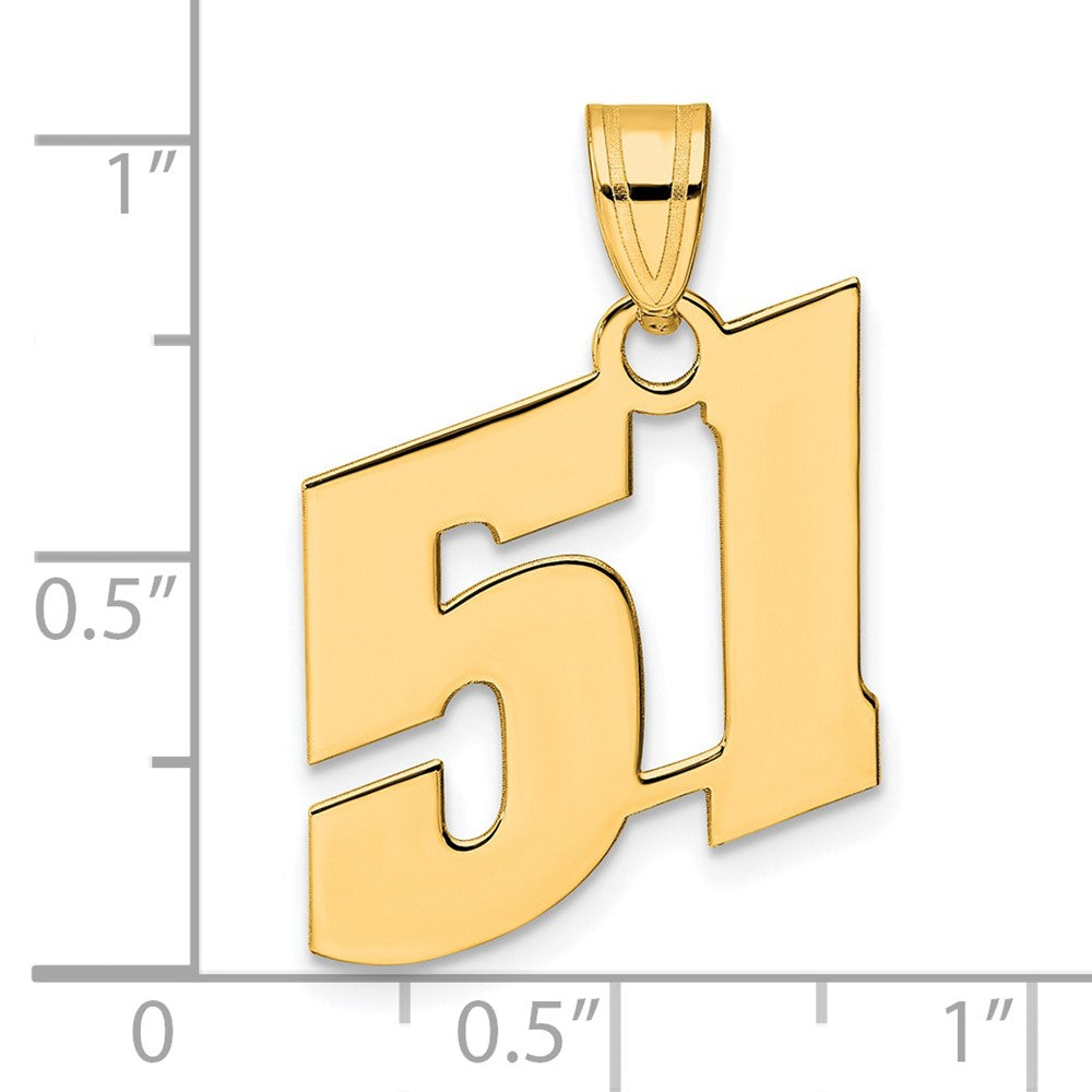 14k Yellow Gold Polished Block Number 51 Pendant