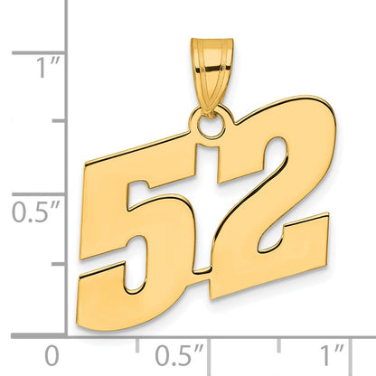 14k Yellow Gold Polished Block Number 52 Pendant