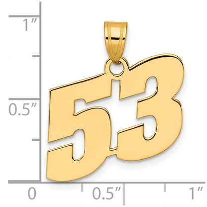 14k Yellow Gold Polished Block Number 53 Pendant