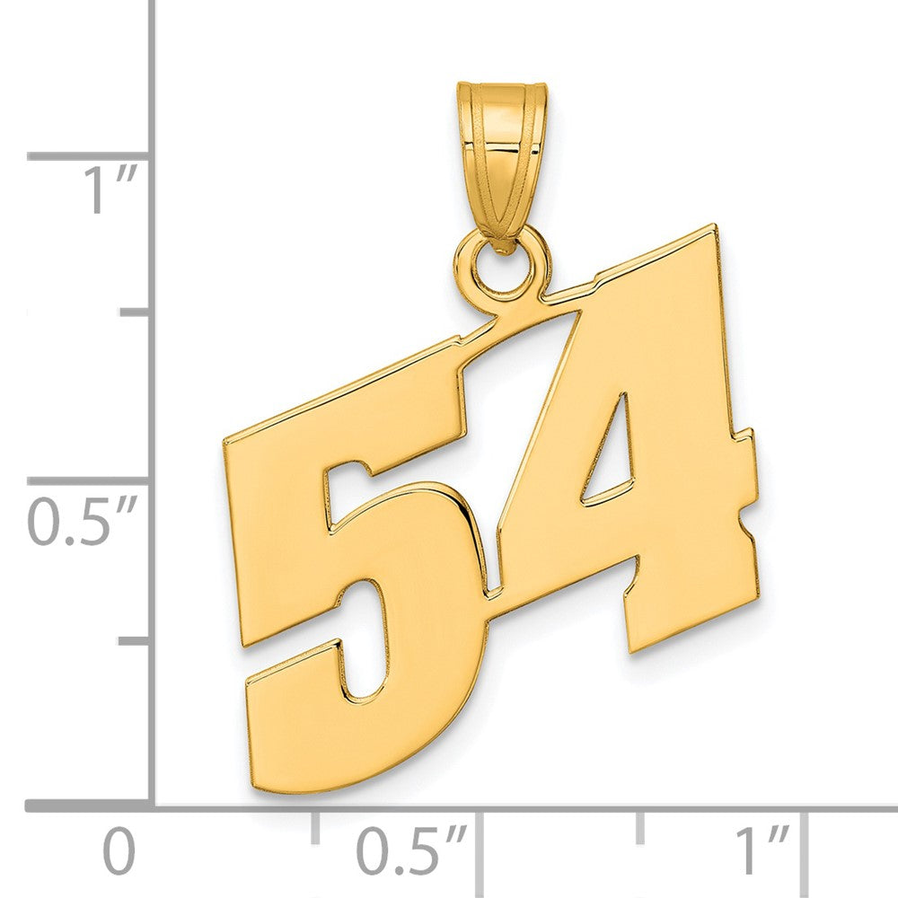 14k Yellow Gold Polished Block Number 54 Pendant