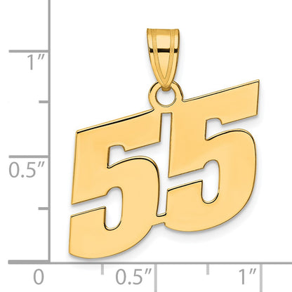 14k Yellow Gold Polished Block Number 55 Pendant