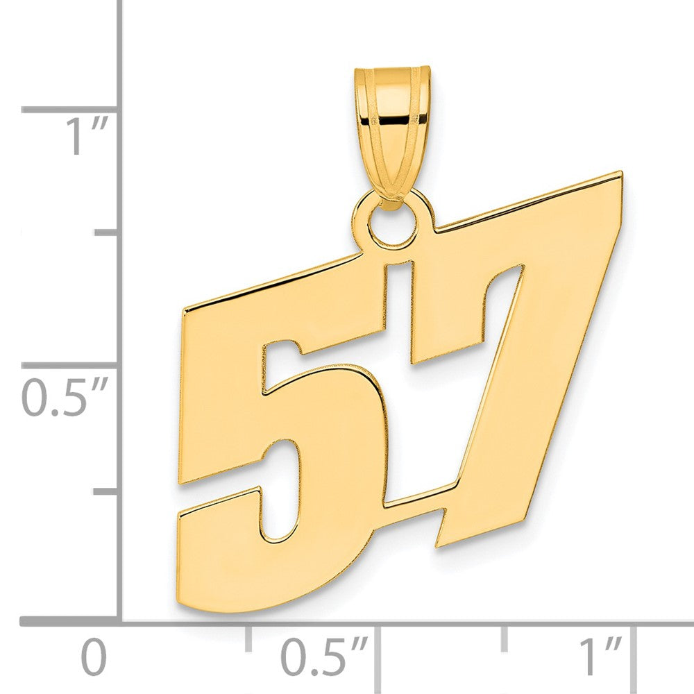 14k Yellow Gold Polished Block Number 57 Pendant