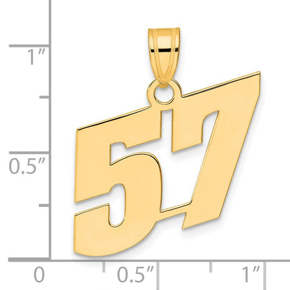 14k Yellow Gold Polished Block Number 57 Pendant