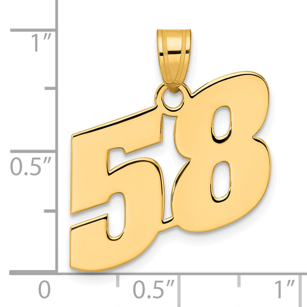 14k Yellow Gold Polished Block Number 58 Pendant