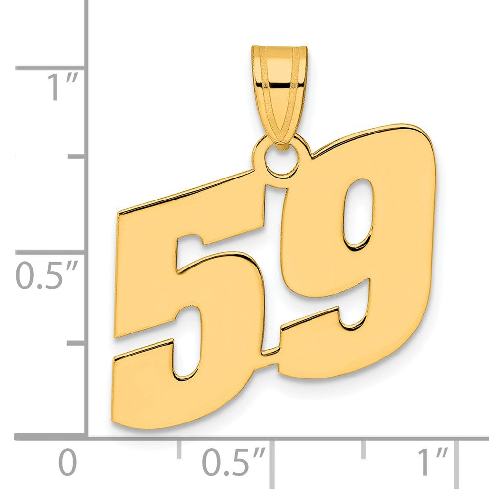 14k Yellow Gold Polished Block Number 59 Pendant