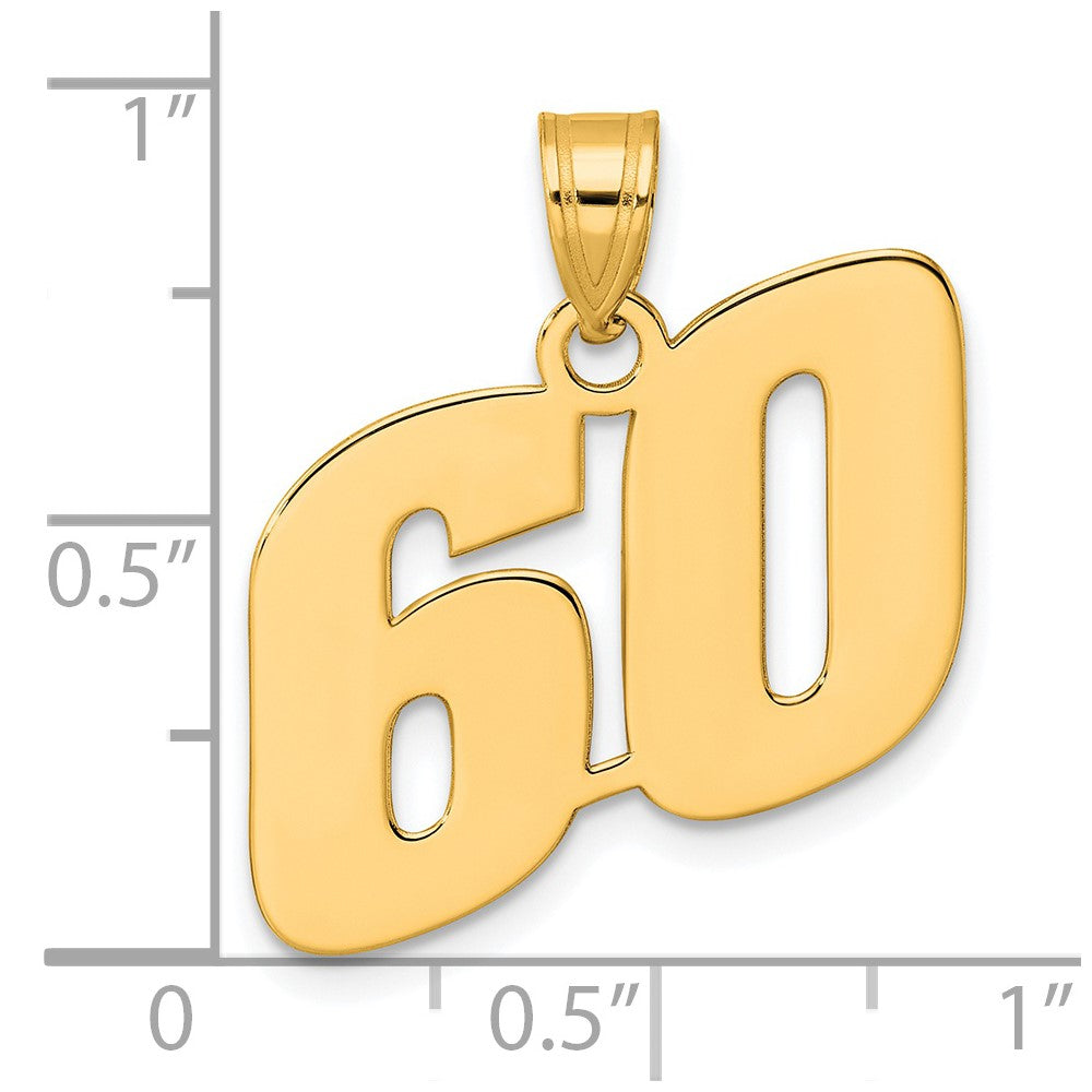 14k Yellow Gold Polished Block Number 60 Pendant