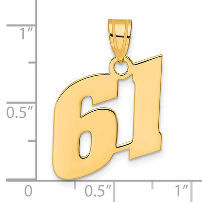 14k Yellow Gold Polished Block Number 61 Pendant