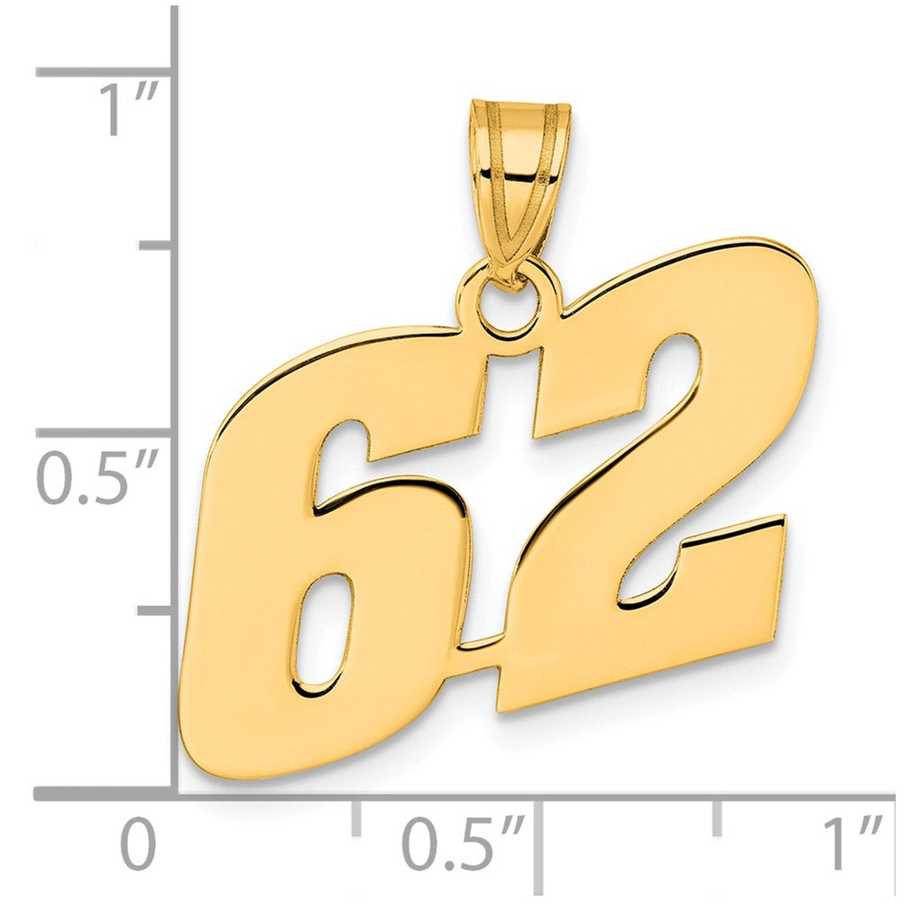 14k Yellow Gold Polished Block Number 62 Pendant
