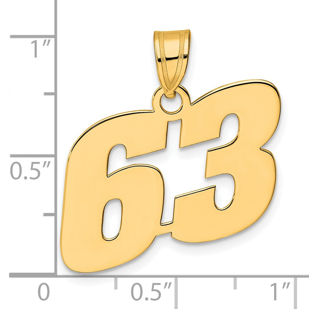 14k Yellow Gold Polished Block Number 63 Pendant