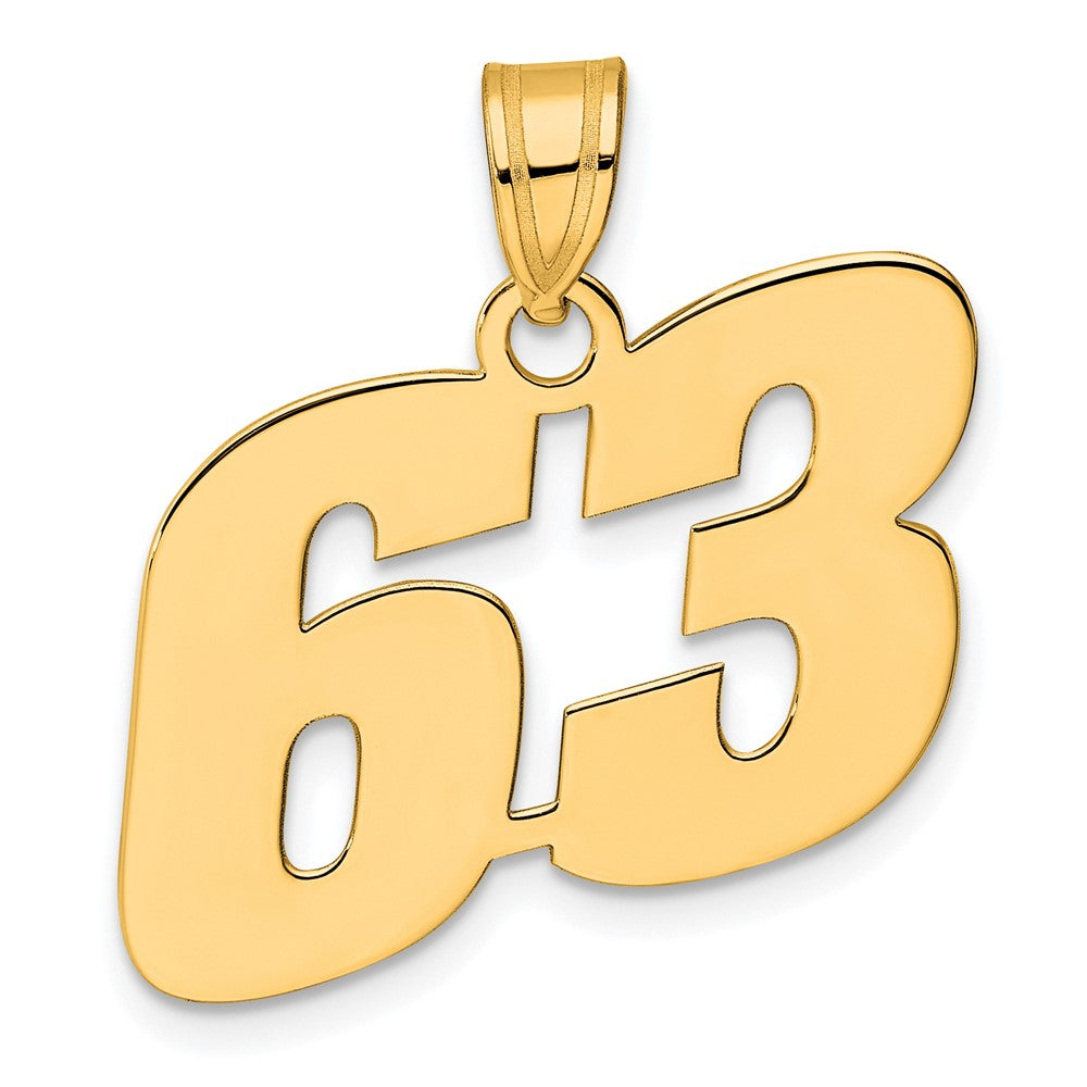 14k Yellow Gold Polished Block Number 63 Pendant