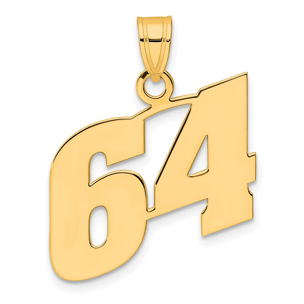 14k Yellow Gold Polished Block Number 64 Pendant