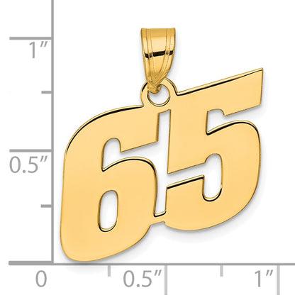 14k Yellow Gold Polished Block Number 65 Pendant