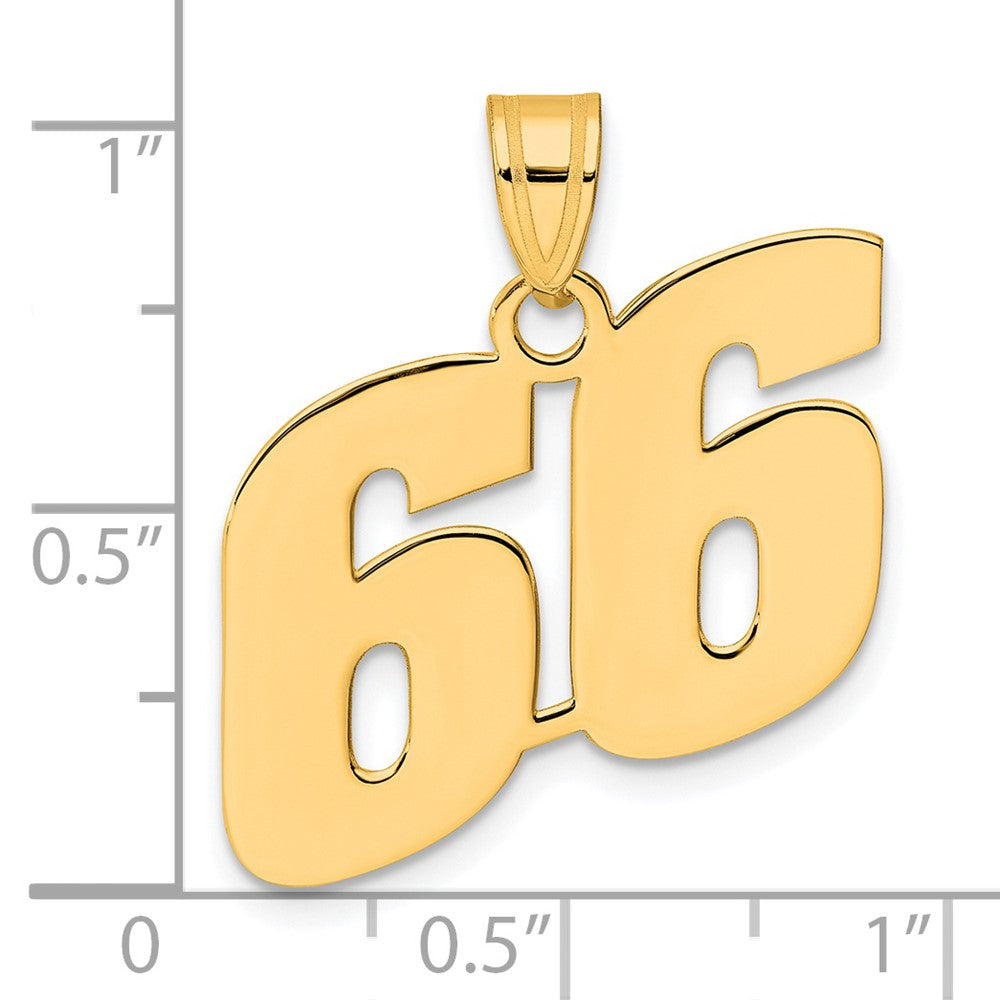 14k Yellow Gold Polished Block Number 66 Pendant