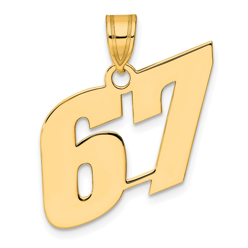 14k Yellow Gold Polished Block Number 67 Pendant