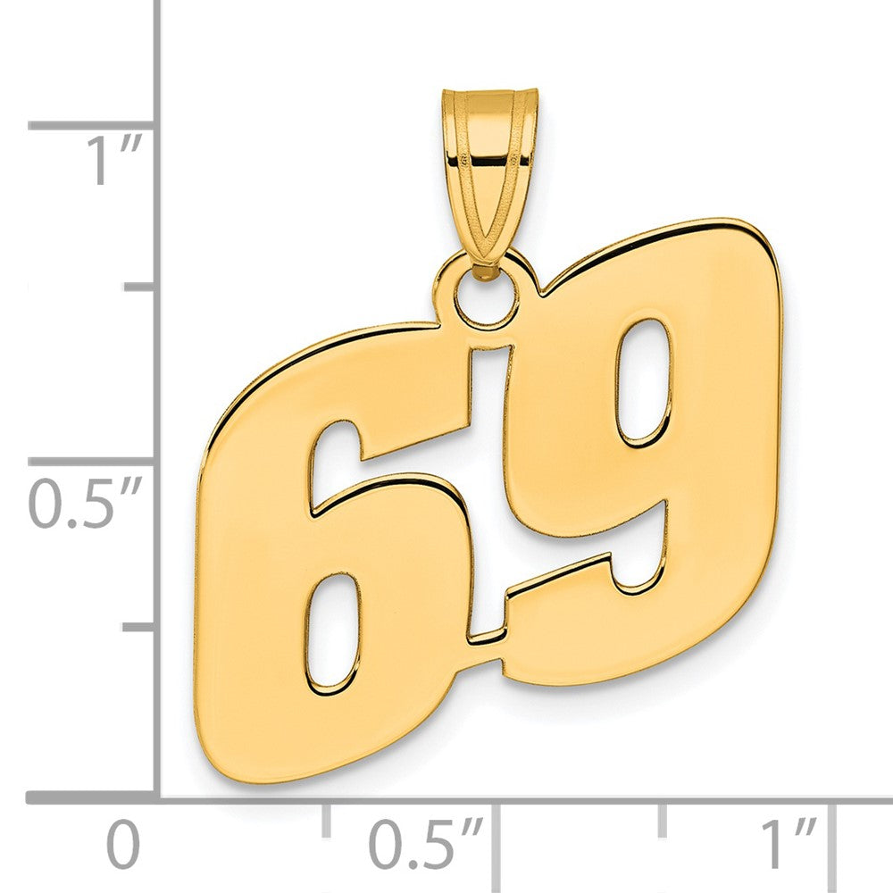 14k Yellow Gold Polished Block Number 69 Pendant