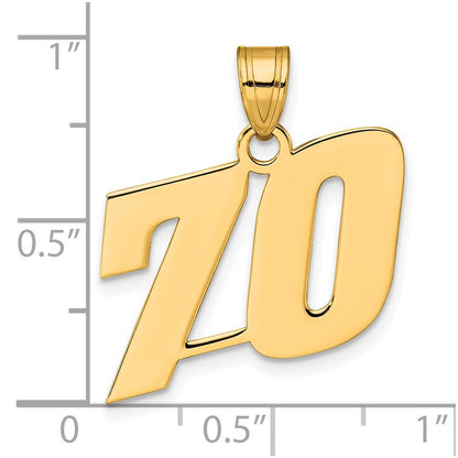 14k Yellow Gold Polished Block Number 70 Pendant