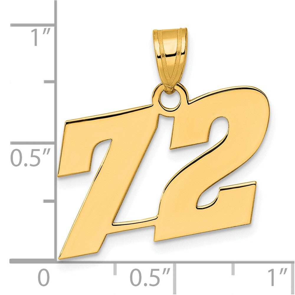 14k Yellow Gold Polished Block Number 72 Pendant