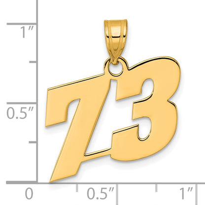 14k Yellow Gold Polished Block Number 73 Pendant