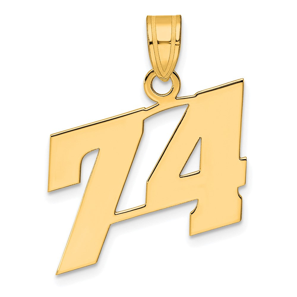 14k Yellow Gold Polished Block Number 74 Pendant
