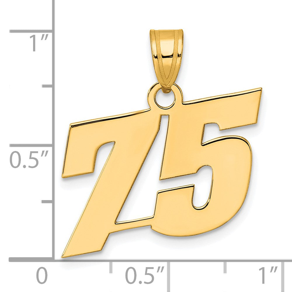 14k Yellow Gold Polished Block Number 75 Pendant