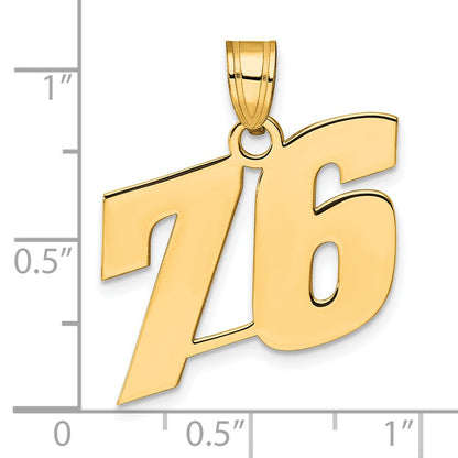 14k Yellow Gold Polished Block Number 76 Pendant