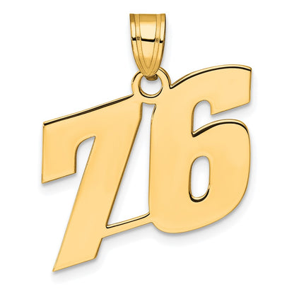 14k Yellow Gold Polished Block Number 76 Pendant