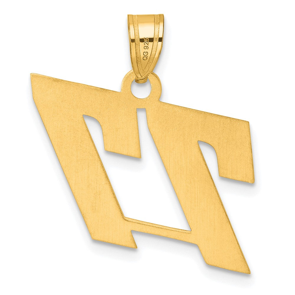 14k Yellow Gold Polished Block Number 77 Pendant