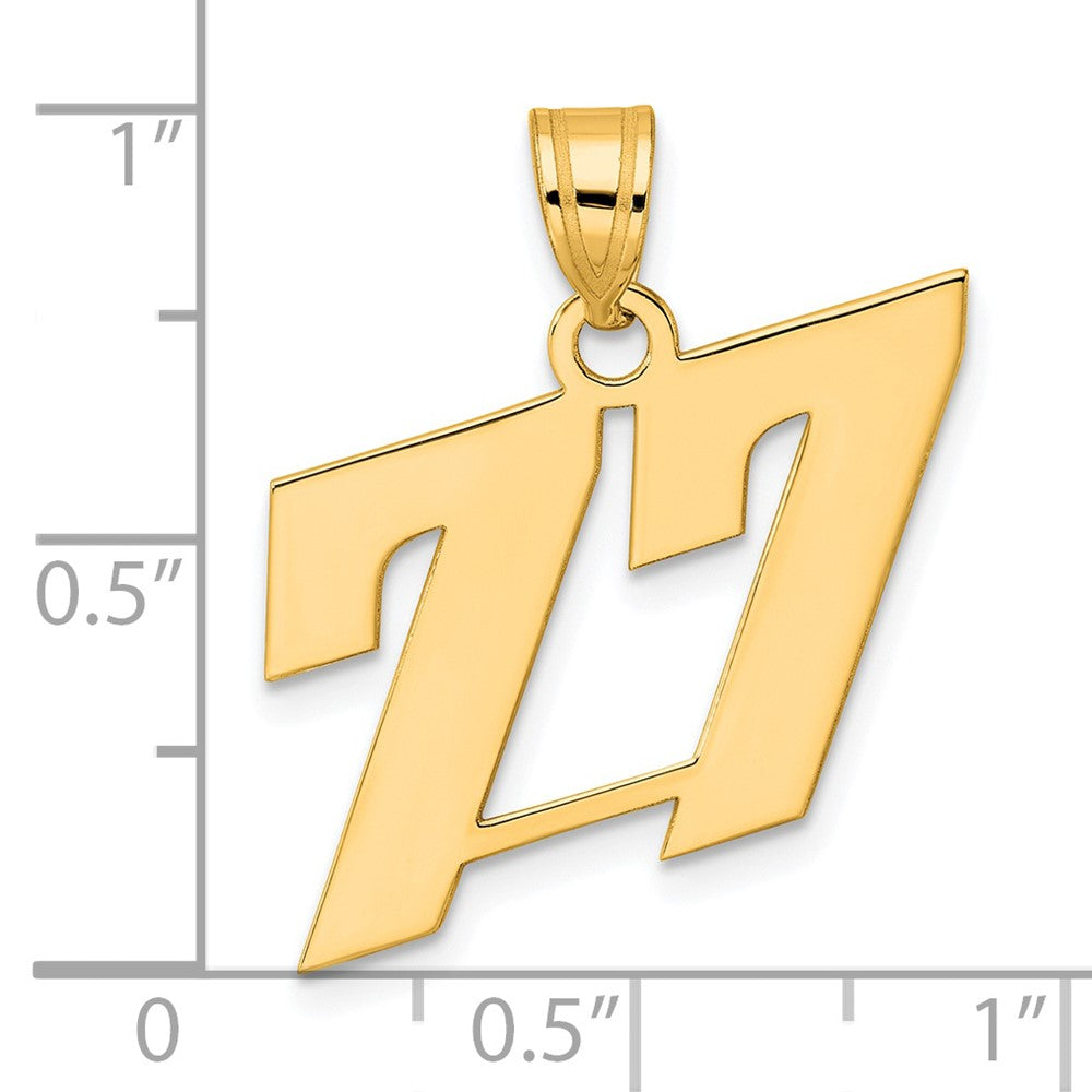 14k Yellow Gold Polished Block Number 77 Pendant