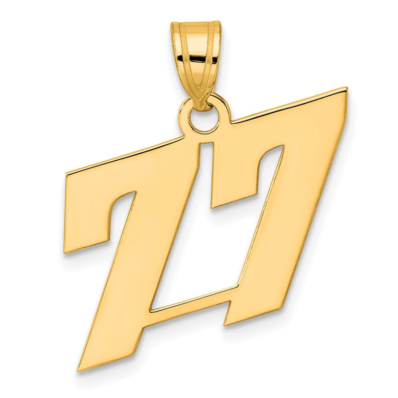 14k Yellow Gold Polished Block Number 77 Pendant