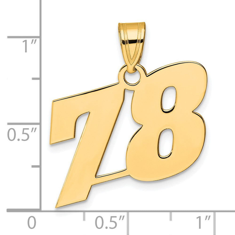 14k Yellow Gold Polished Block Number 78 Pendant
