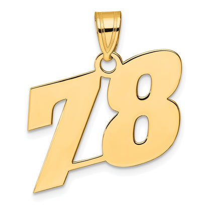 14k Yellow Gold Polished Block Number 78 Pendant