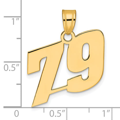 14k Yellow Gold Polished Block Number 79 Pendant