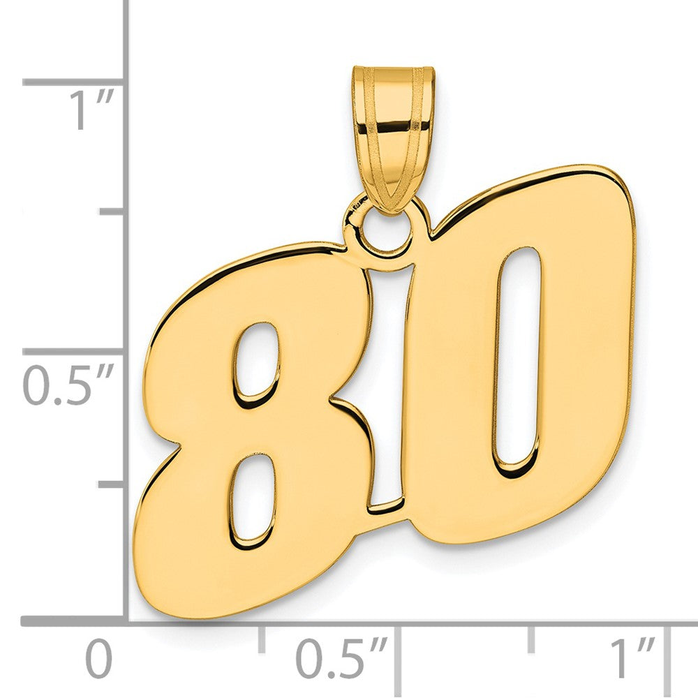 14k Yellow Gold Polished Block Number 80 Pendant