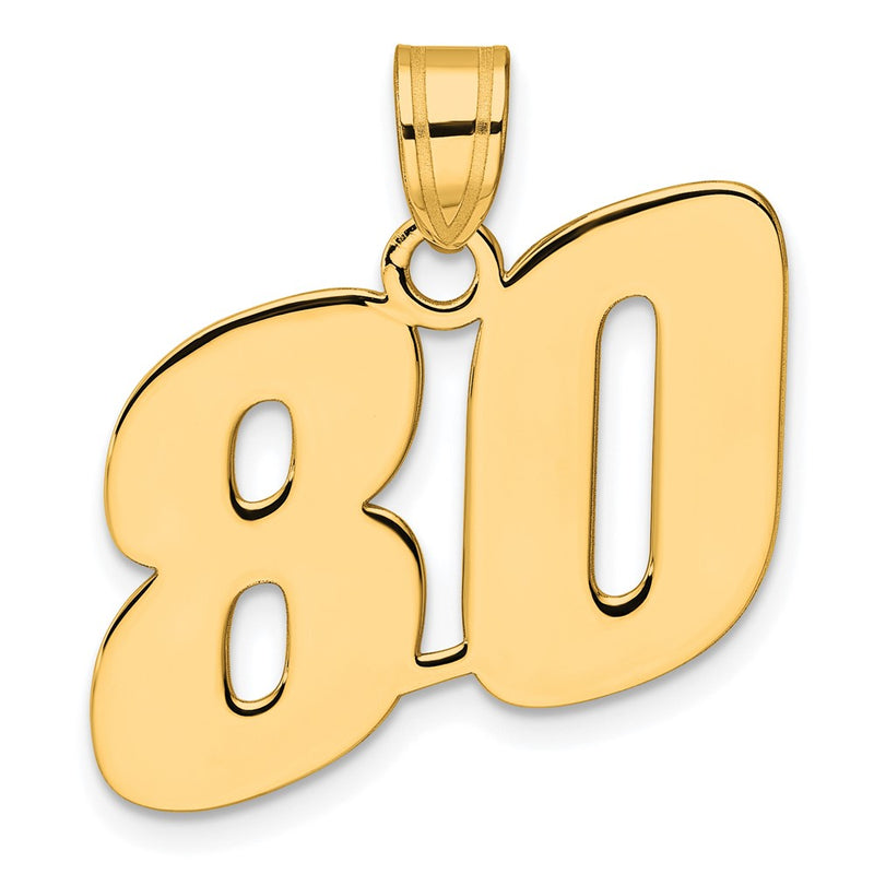 14k Yellow Gold Polished Block Number 80 Pendant