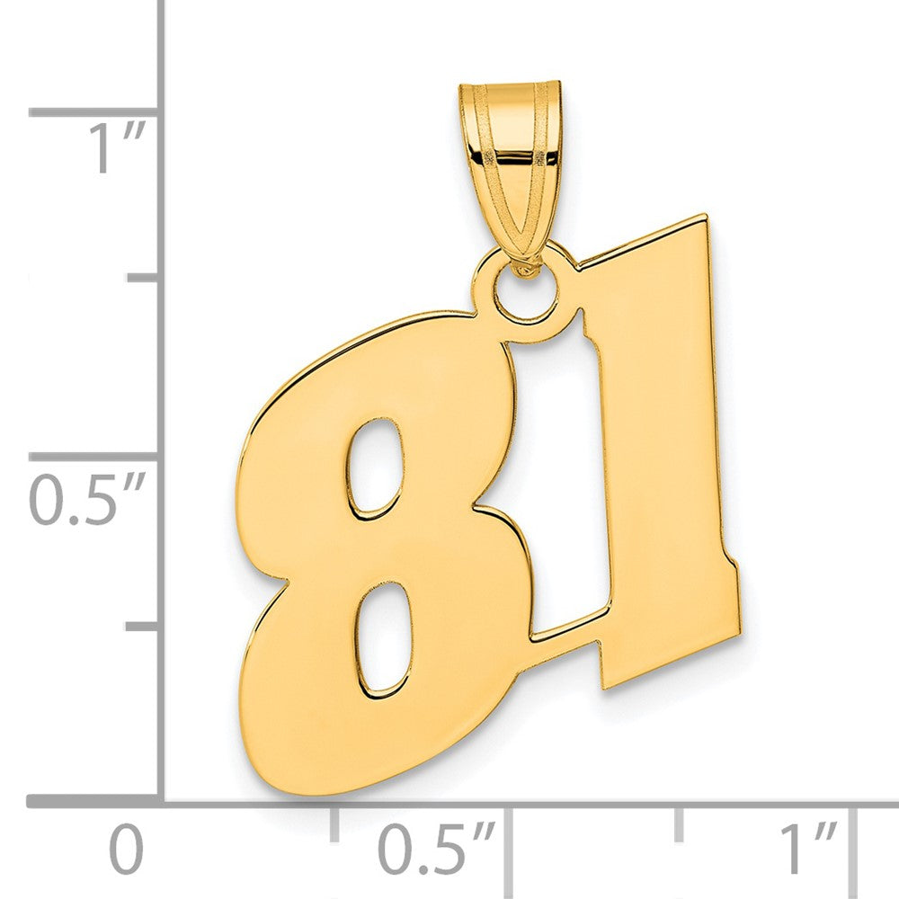 14k Yellow Gold Polished Block Number 81 Pendant