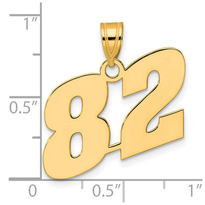 14k Yellow Gold Polished Block Number 82 Pendant