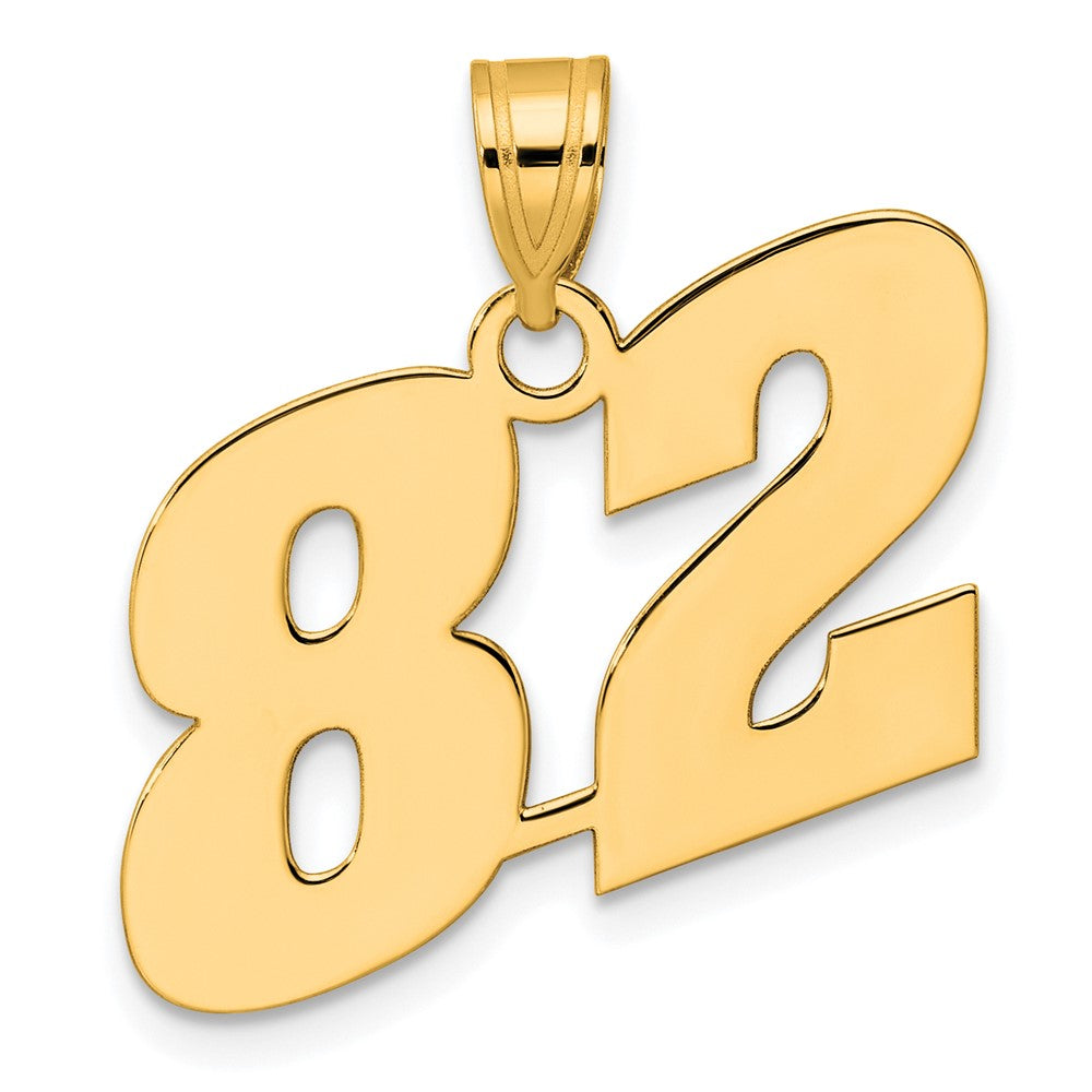 14k Yellow Gold Polished Block Number 82 Pendant
