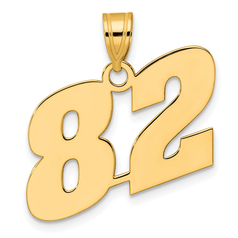14k Yellow Gold Polished Block Number 82 Pendant