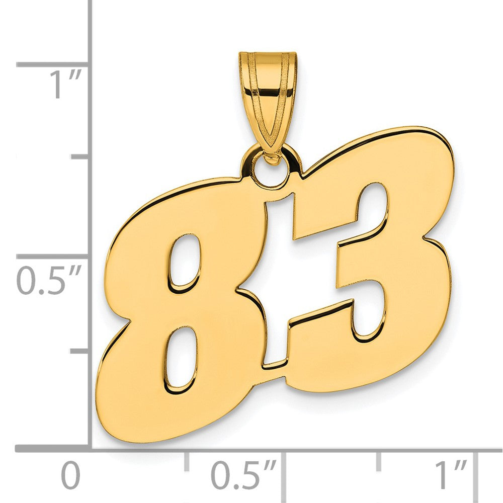 14k Yellow Gold Polished Block Number 83 Pendant