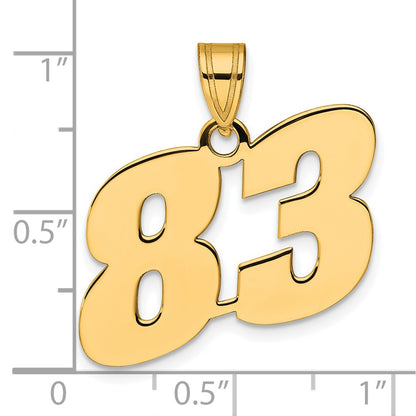 14k Yellow Gold Polished Block Number 83 Pendant