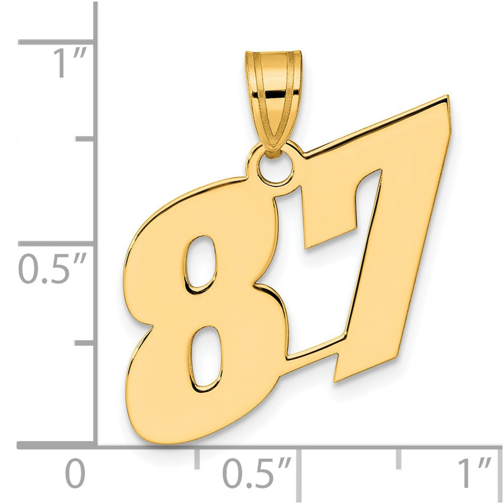 14k Yellow Gold Polished Block Number 87 Pendant
