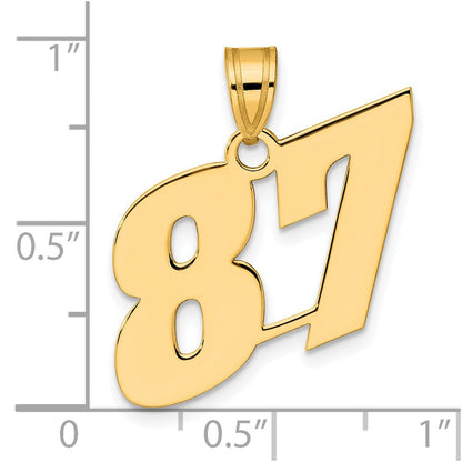 14k Yellow Gold Polished Block Number 87 Pendant