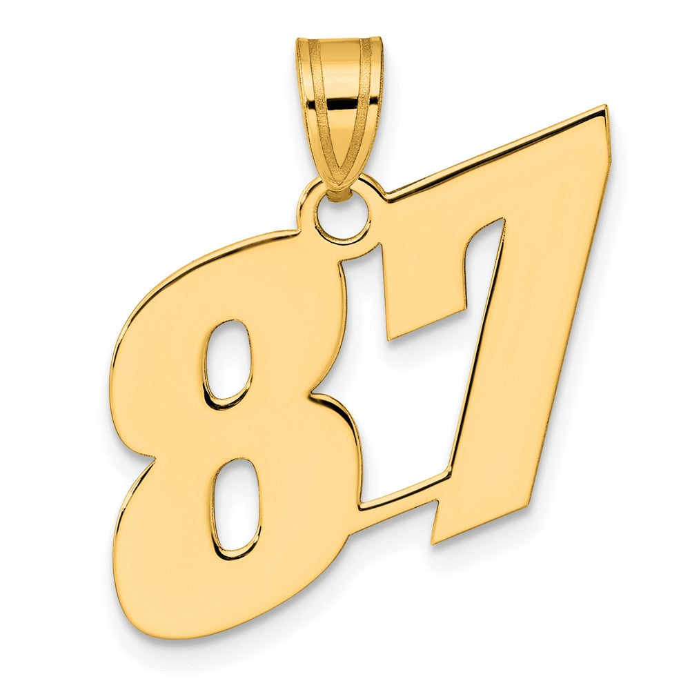 14k Yellow Gold Polished Block Number 87 Pendant