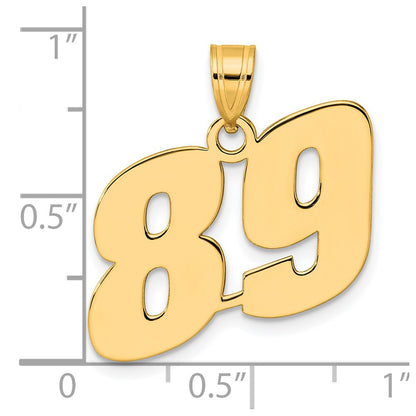 14k Yellow Gold Polished Block Number 89 Pendant