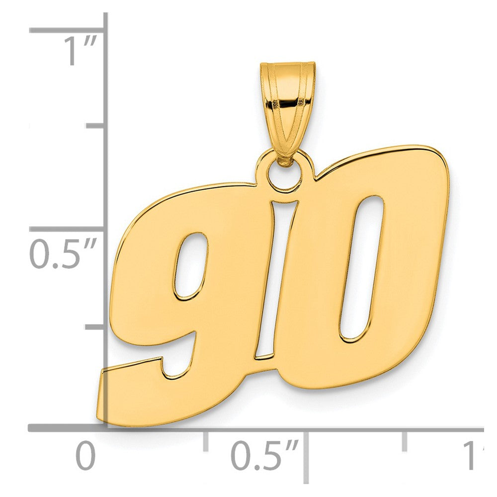14k Yellow Gold Polished Block Number 90 Pendant