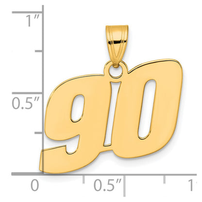 14k Yellow Gold Polished Block Number 90 Pendant